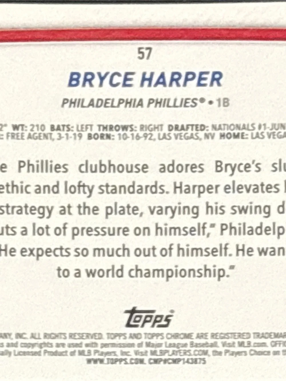 Topps Chrome Bryce Harper Refractor Baseball Card